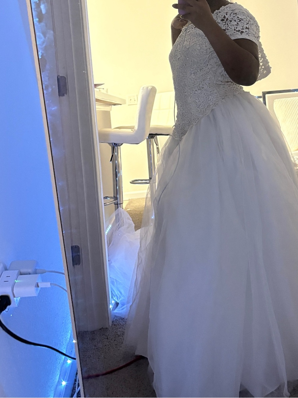 Alfred Angelo White Lace Tulle Wedding Dress + 2 Veils